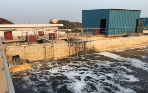 Hệ thống xử lý nước thải thuộc Công ty Cổ phần Gang thép Nghi Sơn.